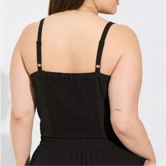 Torrid Cropped Bustier Bralette Black Gathered Back 0/ 12 - Picture 2 of 9